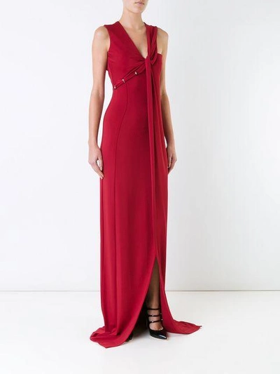 Shop Mugler Sleeveless Gown In Red