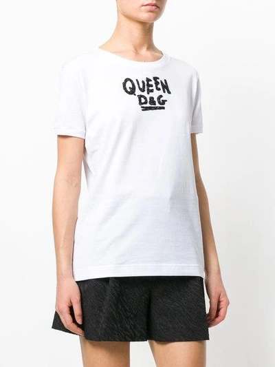 Shop Dolce & Gabbana Beaded Slogan T In White