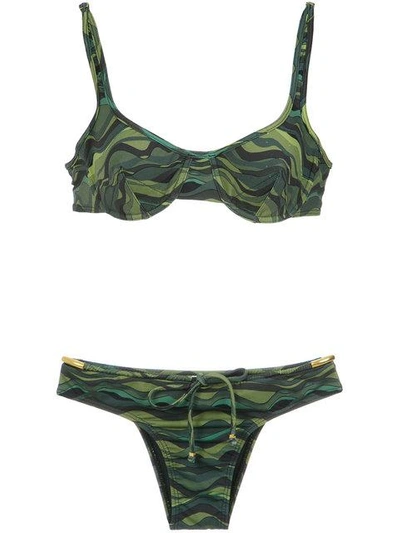 Shop Amir Slama Drawstring Bikini Set In Green