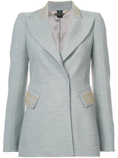 Shop Thomas Wylde Embellished Blazer In Grey