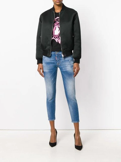 Shop Dsquared2 Cropped Twiggy Jeans In Blue