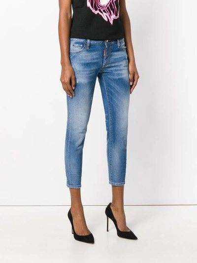 Shop Dsquared2 Cropped Twiggy Jeans In Blue