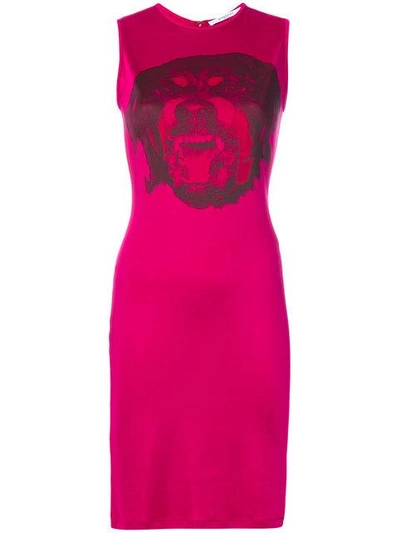 Shop Givenchy Rottweiler Print Sleeveless Dress In Pink