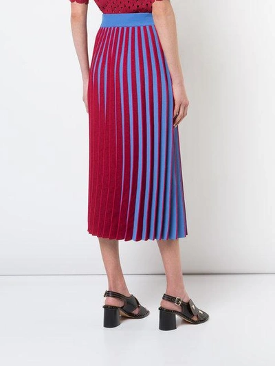 Shop Derek Lam Pleated Stripe Skirt - Red