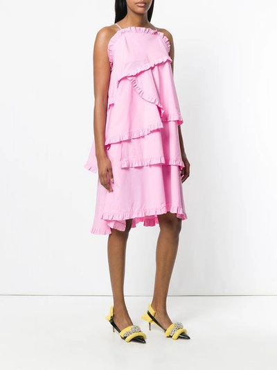 Shop Msgm Ruffled Dress In Pink