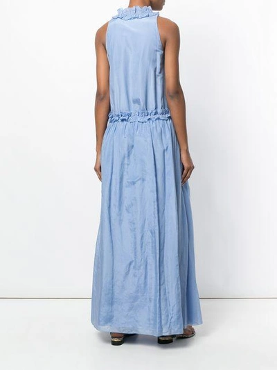 Shop Lanvin Long Ruffle Dress - Blue