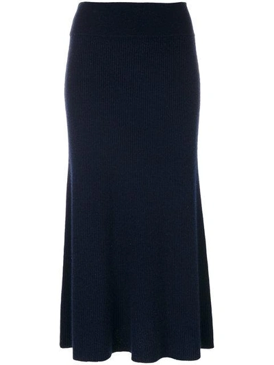 Shop Cashmere In Love Midi Knit Skirt In Blue