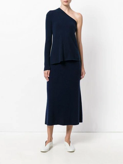 Shop Cashmere In Love Midi Knit Skirt In Blue