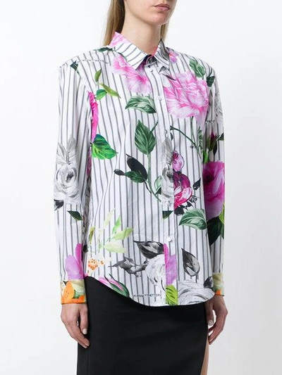 Shop Off-white Striped Floral Shirt In Multicolour