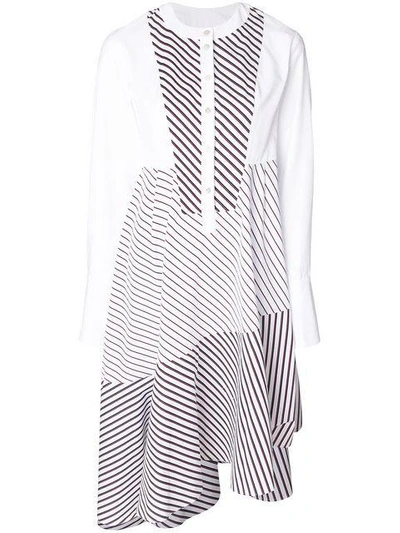 Shop Carven Striped Asymmetric Dress