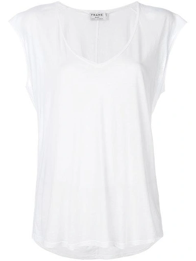 Shop Frame Denim V-neck Short Sleeve T-shirt - White