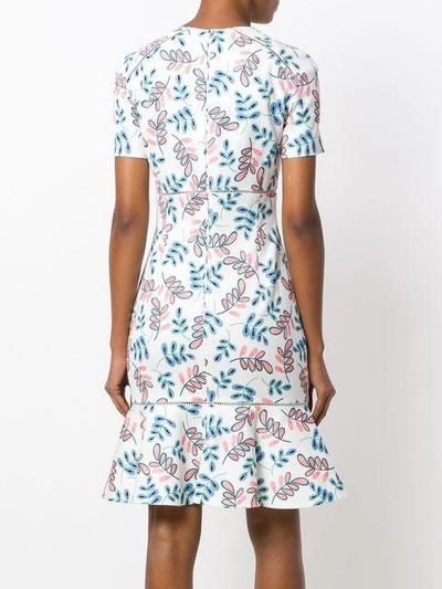 Shop Talbot Runhof Leaf Patterned Dress In White