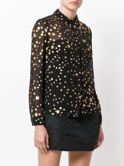 Shop Red Valentino Layered Sheer Gold Foil Star Shirt