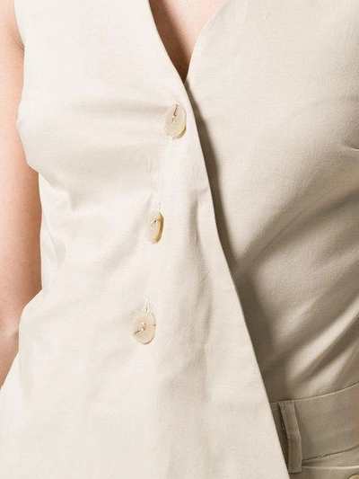 Shop Balossa White Shirt Tailored Asymmetric Jumpsuit - Neutrals