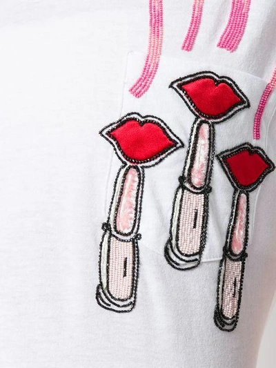 Shop Valentino Lipstick Embroidered T-shirt