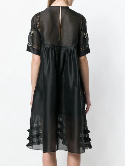 Shop Rochas Dragonfly Embroidered Peasant Dress In Black