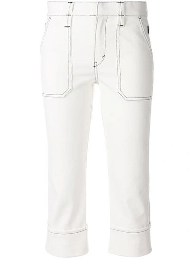 Shop Chloé Cropped High-rise Trousers In White