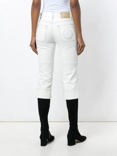 Shop Chloé Cropped High-rise Trousers In White