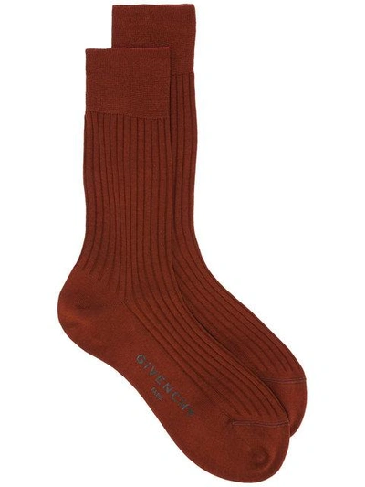 Shop Givenchy Ribbed Classic Ankle Socks In Brown