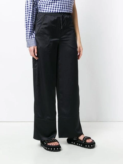 Shop Off-white Wide-leg Drawstring Trousers In Black