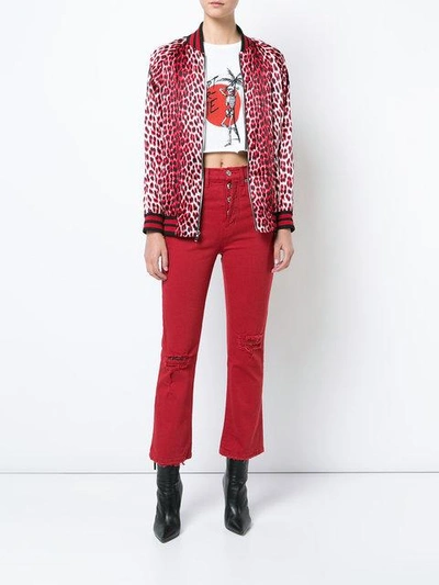Shop Adaptation Leopard Print Bomber Jacket In Red