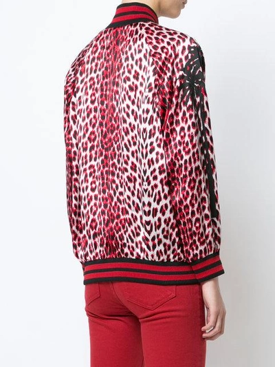 Shop Adaptation Leopard Print Bomber Jacket In Red