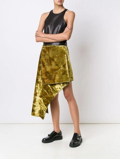 Shop Eckhaus Latta Textured Asymmetric Skirt In Green