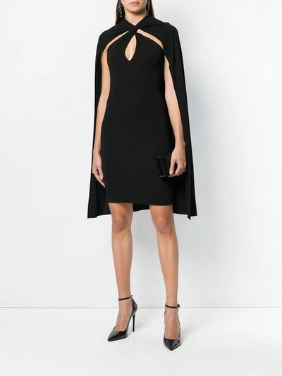 Shop Dsquared2 Fitted Cape Dress In Black