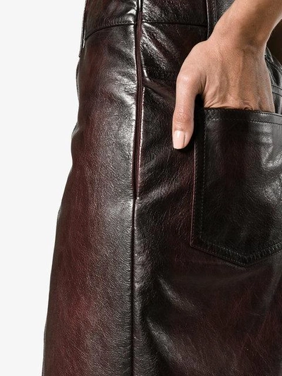 Shop Prada Leather Pencil Skirt - Brown