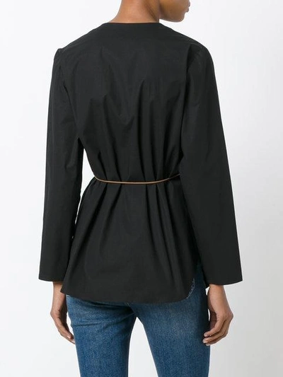 Shop Fabiana Filippi Belted Wrap Shirt In Black