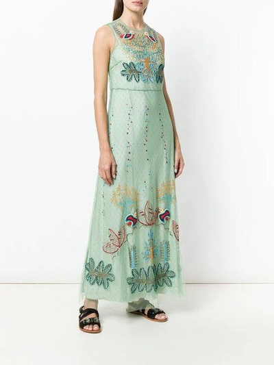 Shop Red Valentino Embroidered Maxi Dress - Green