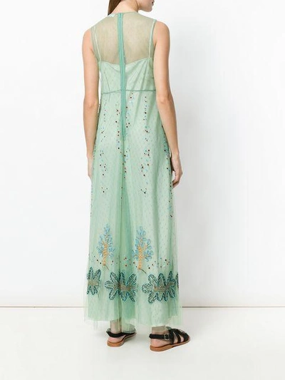 Shop Red Valentino Embroidered Maxi Dress - Green