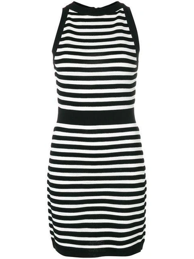 Shop Balmain Zipped Striped Dress