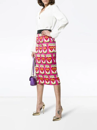 Shop Dolce & Gabbana Silk Amore Pencil Skirt