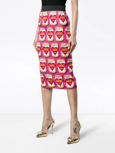 Shop Dolce & Gabbana Silk Amore Pencil Skirt