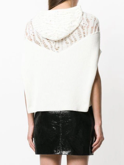 Shop Ben Taverniti Unravel Project Knitted Hooded Top In White