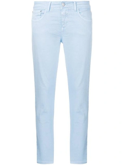 Shop Closed Cropped Skinny Trousers In Blue