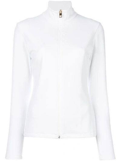 Shop Fendi Fitted Zip Front Jacket - White