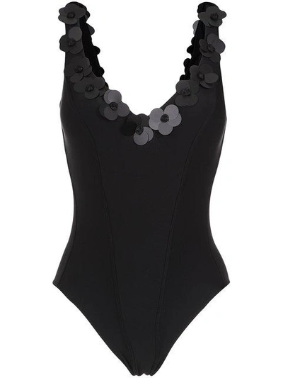 Shop Amir Slama Embellished Swimsuit In Black