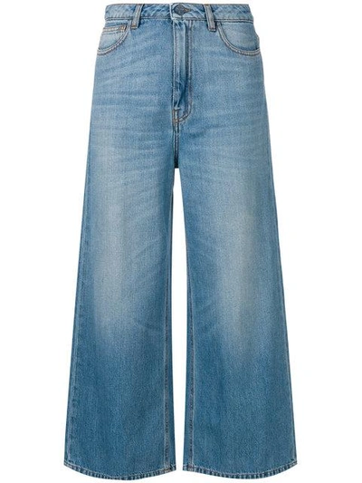 Shop Vivetta Cropped Palazzo Jeans In Blue