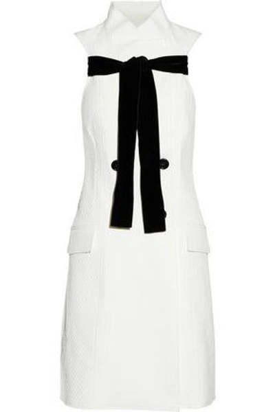 Shop Proenza Schouler Woman Tie-front Matelassé Cotton And Silk-blend Mini Dress White