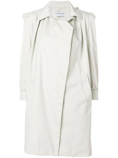 Shop Balenciaga Trench Coat With Shoulder Pads - Neutrals