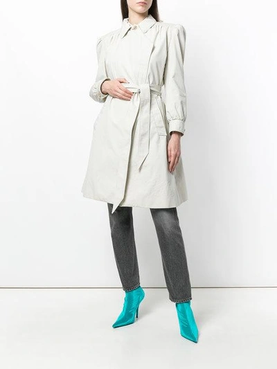 Shop Balenciaga Trench Coat With Shoulder Pads - Neutrals