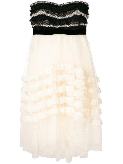 Shop Philosophy Di Lorenzo Serafini Ruffle-trimmed Bandeau Dress - White
