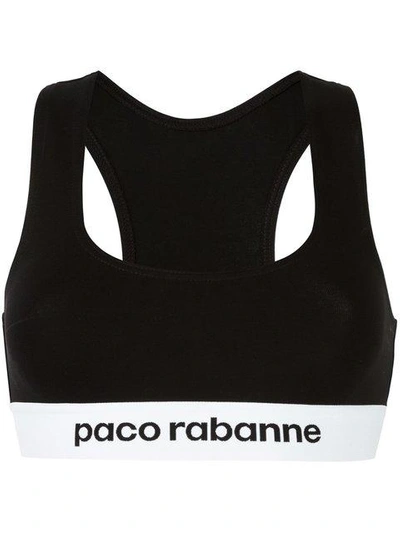 Shop Paco Rabanne Logo Bra In Black