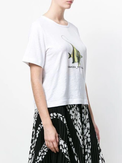 Shop Antonia Zander Fish Print T-shirt  In White