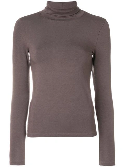 Shop Le Tricot Perugia Roll Neck Sweater In Brown