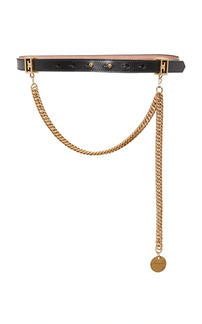 Shop Givenchy Chain-trimmed Leather Waist Belt In Black