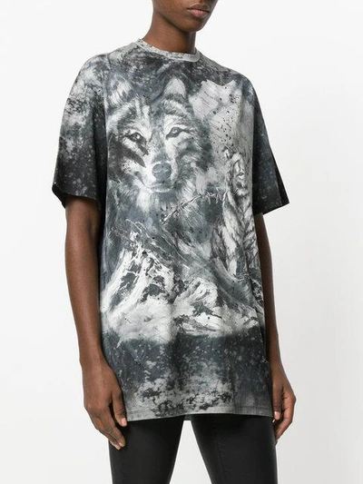 Shop Balmain Wolf And Storm T-shirt In Grey
