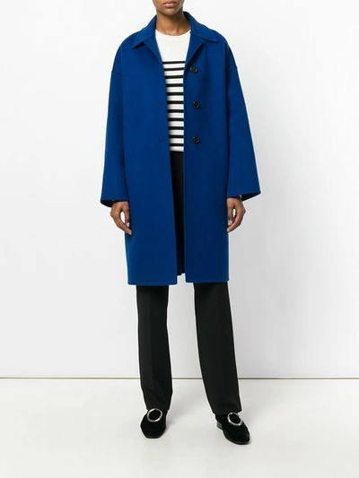 Shop Calvin Klein 205w39nyc Three Buttoned Coat In Blue